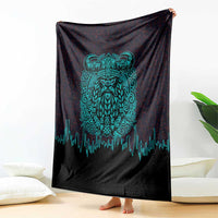 Viking Warrior Helm Blanket Neon Tribal Linework and Runic Pattern Art
