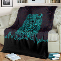 Viking Warrior Helm Blanket Neon Tribal Linework and Runic Pattern Art