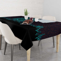 Viking Warrior Helm Tablecloth Neon Tribal Linework and Runic Pattern Art
