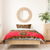 Russia Folk Art Bedding Set with Khokhloma Pattern and Traditional Rooster Design
