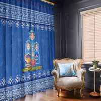 Russia Matryoshka Spirit Window Curtain with Folk Pattern and Double-Headed Eagle Emblem
