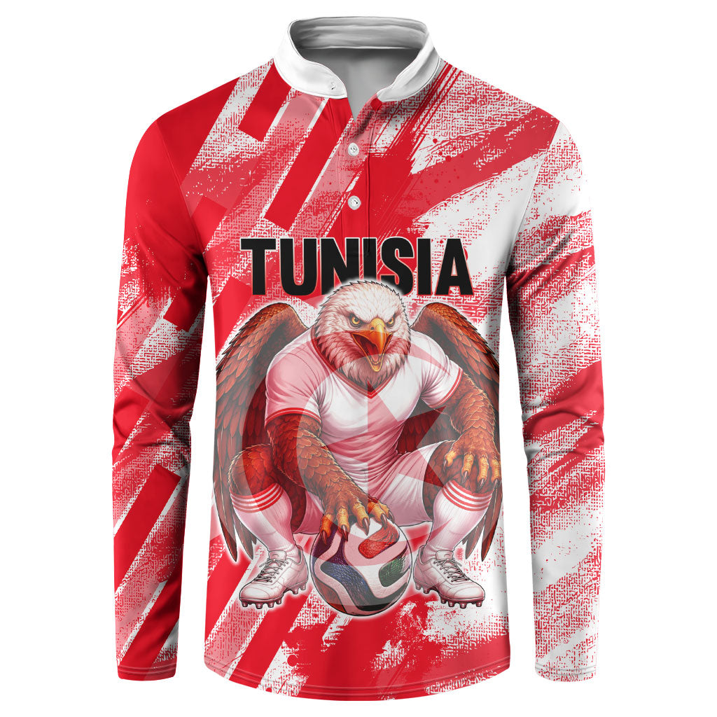 Personalized Tunisia Football Button Sweatshirt Tunisian Flag Carthage Eagles Mascot Grunge Style
