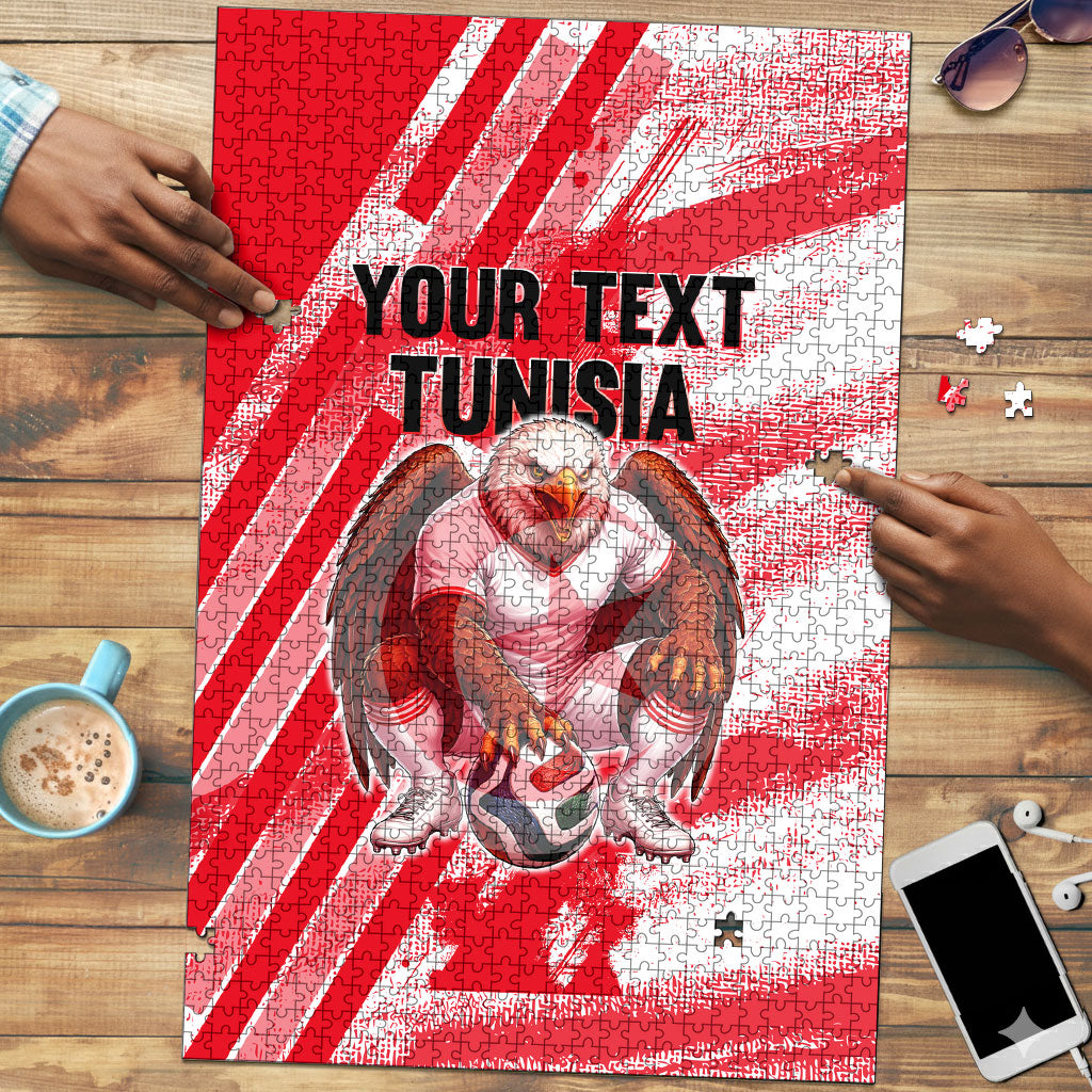 Personalized Tunisia Football Puzzle Tunisian Flag Carthage Eagles Mascot Grunge Style
