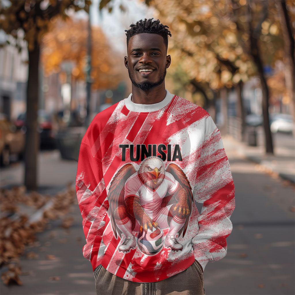 Personalized Tunisia Football Sweatshirt Tunisian Flag Carthage Eagles Mascot Grunge Style