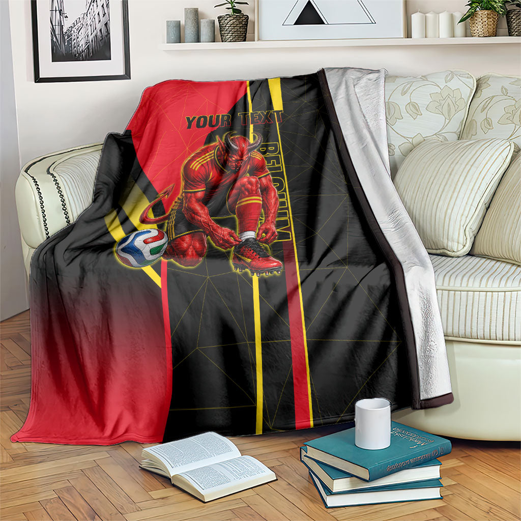 Personalized Belgium Soccer Red Devils Mascot Blanket Royal Belgian Football Geometric Simple Style