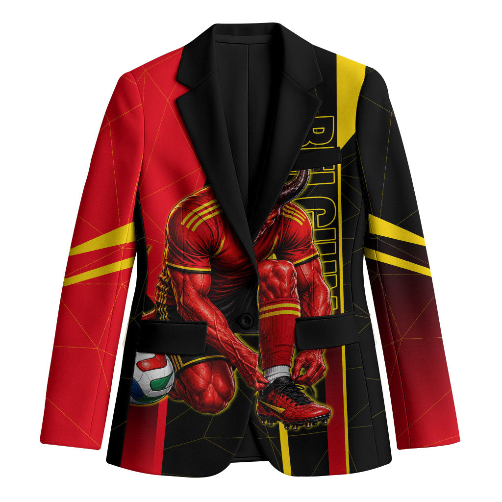 Personalized Belgium Soccer Red Devils Mascot Blazer Royal Belgian Football Geometric Simple Style