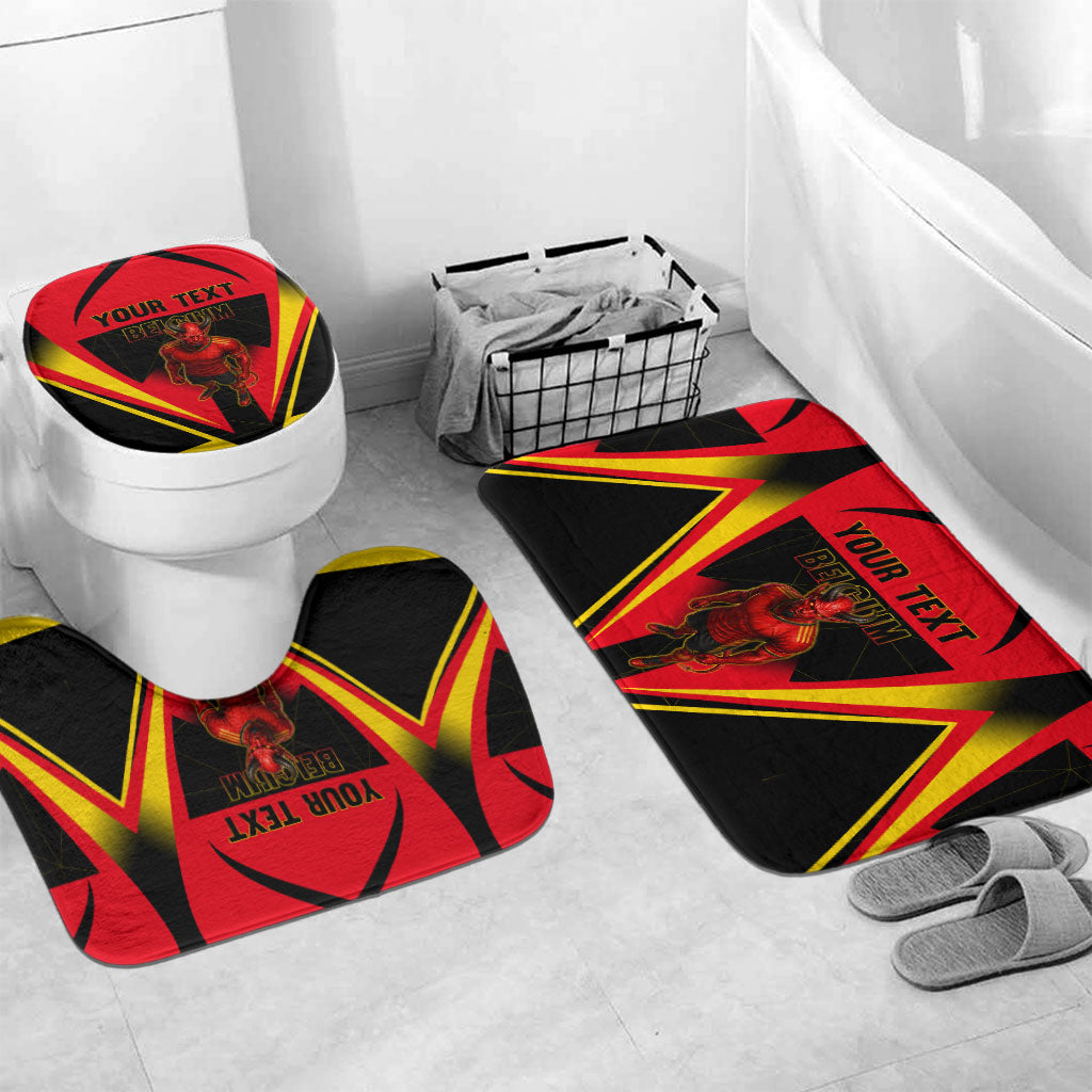 Personalized Belgium Soccer Bathroom Set Belgian Football Pride Red Devils Mascot