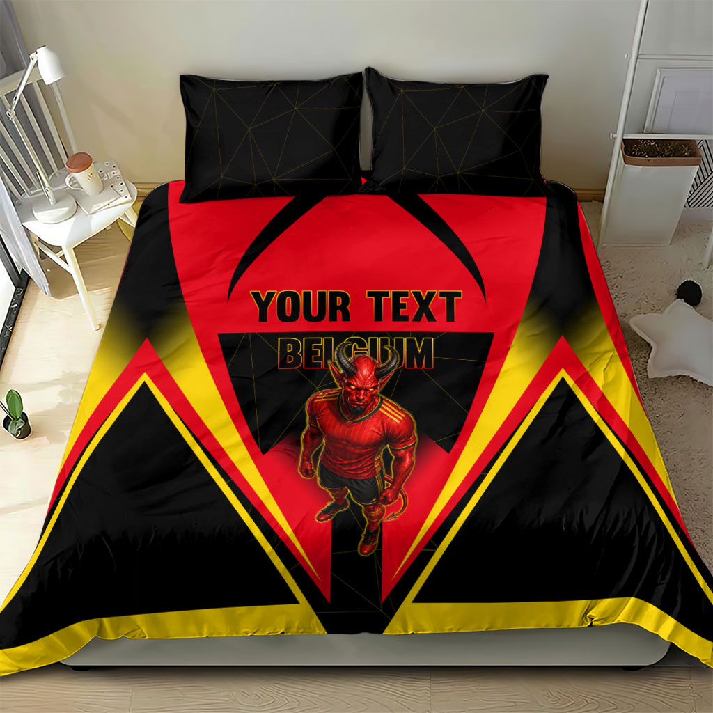 Personalized Belgium Soccer Bedding Set Belgian Football Pride Red Devils Mascot