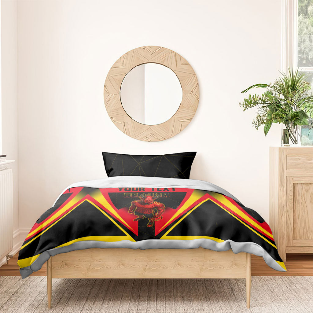 Personalized Belgium Soccer Bedding Set Belgian Football Pride Red Devils Mascot