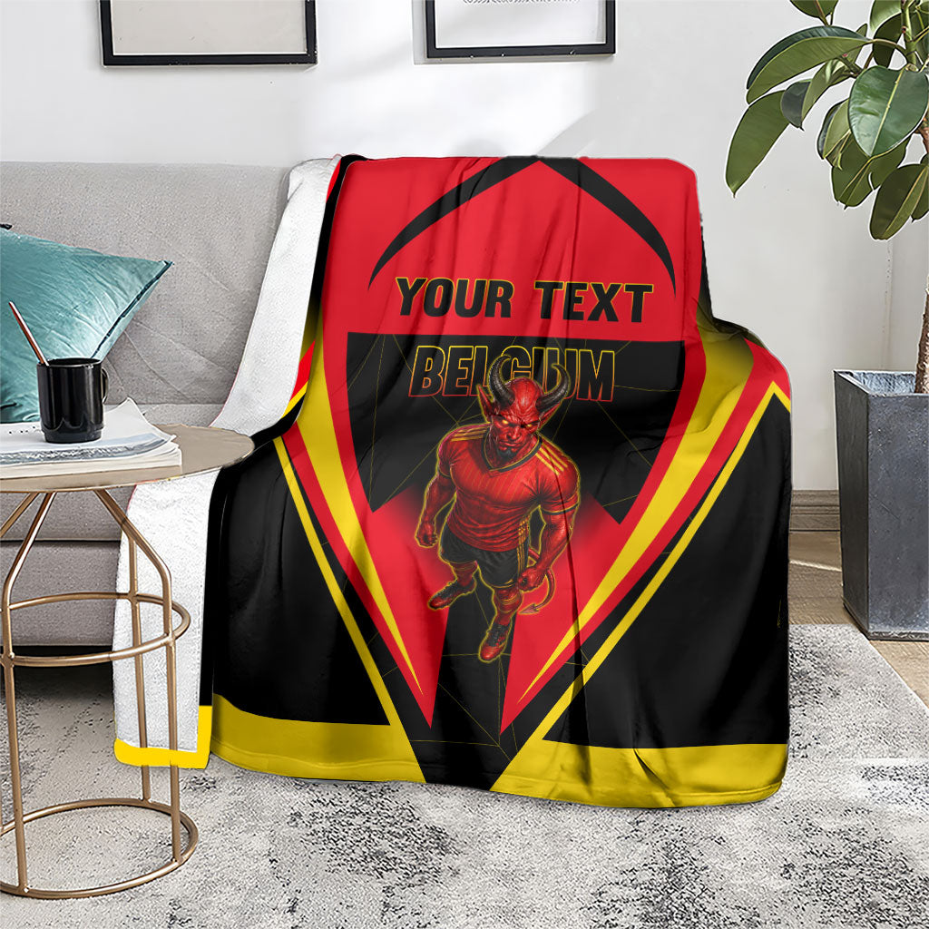 Personalized Belgium Soccer Blanket Belgian Football Pride Red Devils Mascot
