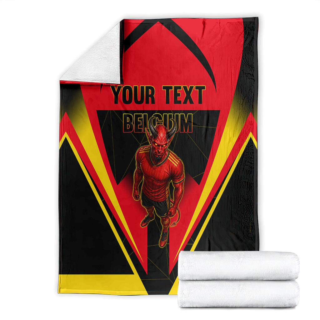 Personalized Belgium Soccer Blanket Belgian Football Pride Red Devils Mascot