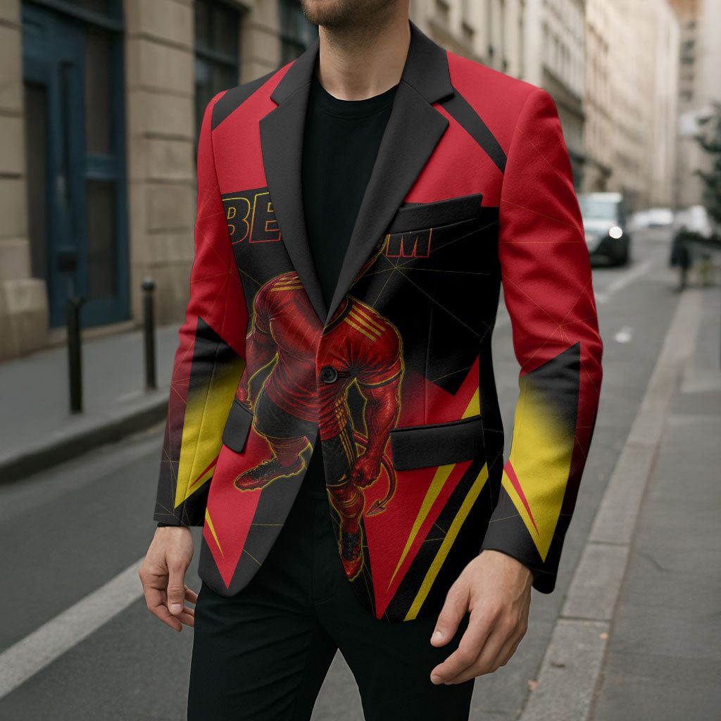 Personalized Belgium Soccer Blazer Belgian Football Pride Red Devils Mascot