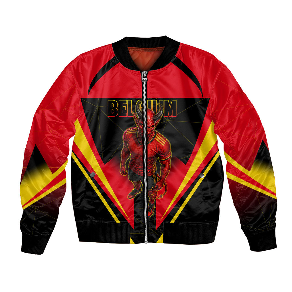 Personalized Belgium Soccer Bomber Jacket Belgian Football Pride Red Devils Mascot