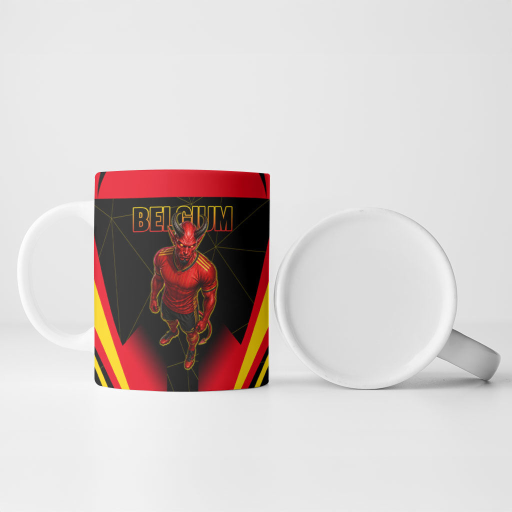 Personalized Belgium Soccer Ceramic Mug Belgian Football Pride Red Devils Mascot