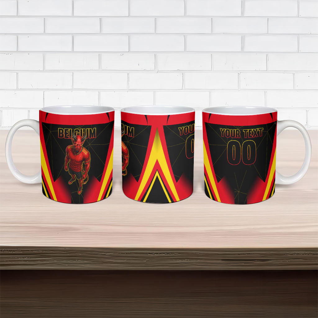 Personalized Belgium Soccer Ceramic Mug Belgian Football Pride Red Devils Mascot