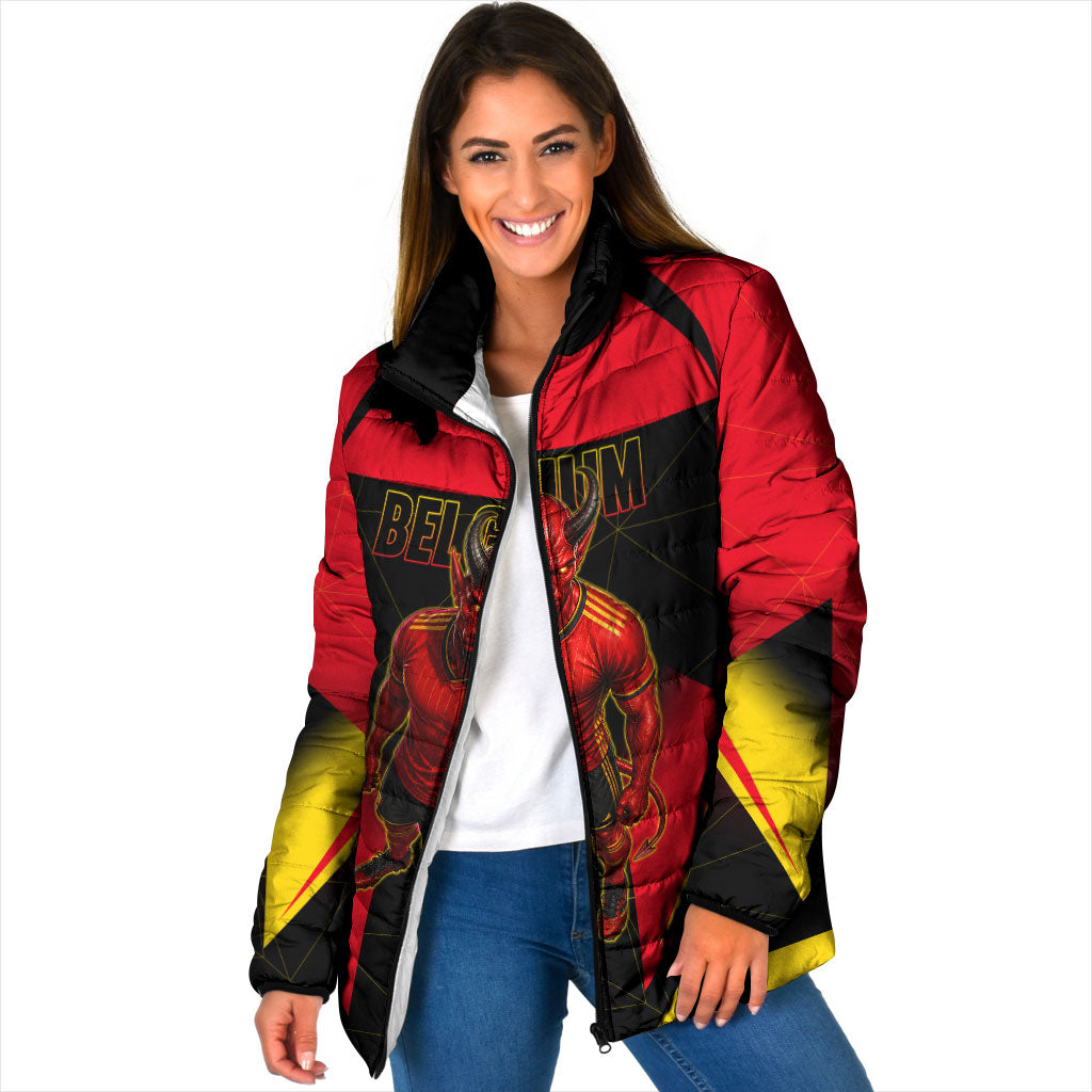 Personalized Belgium Soccer Padded Jacket Belgian Football Pride Red Devils Mascot
