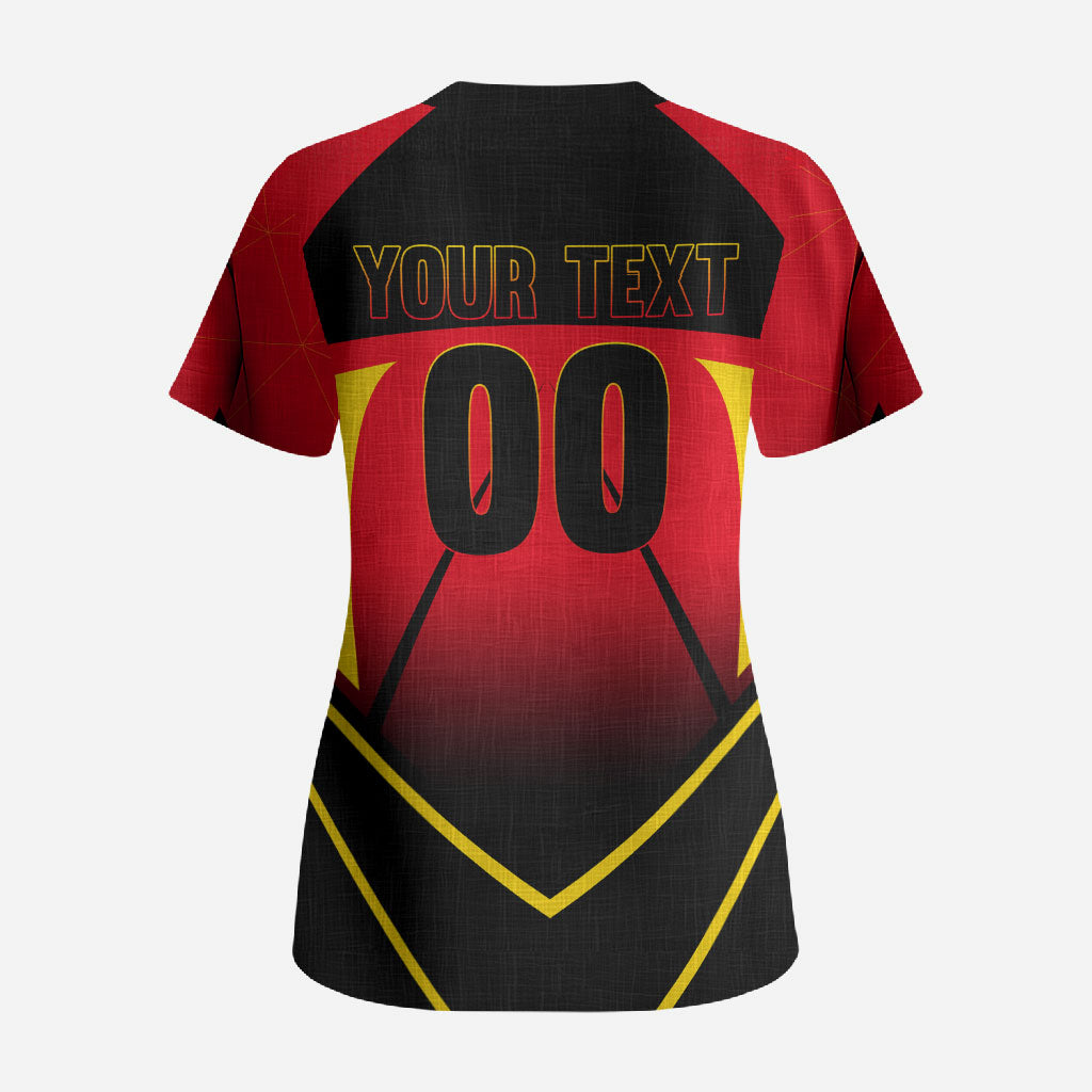 Personalized Belgium Soccer Scrub Top Belgian Football Pride Red Devils Mascot
