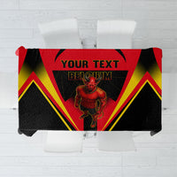 Personalized Belgium Soccer Tablecloth Belgian Football Pride Red Devils Mascot