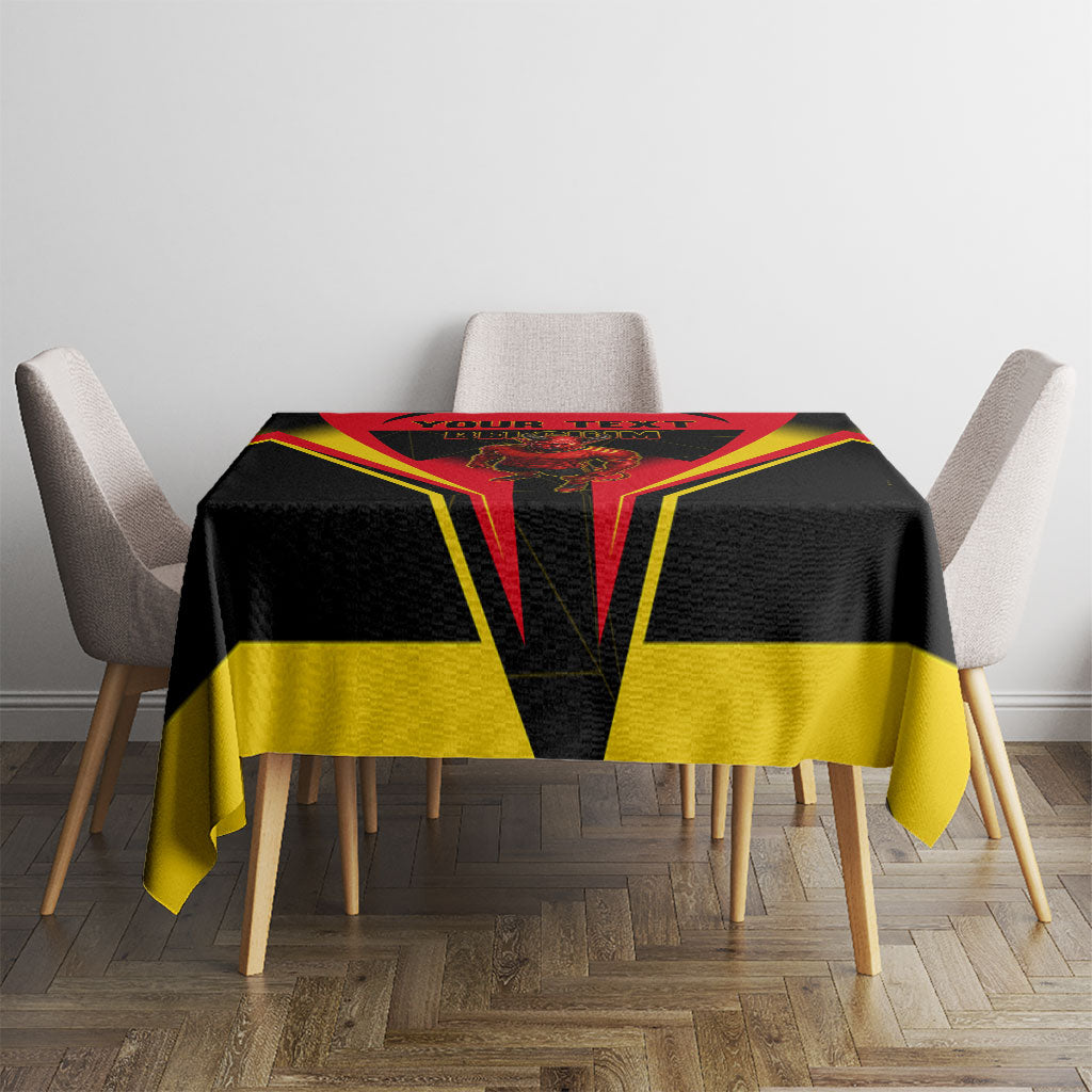Personalized Belgium Soccer Tablecloth Belgian Football Pride Red Devils Mascot