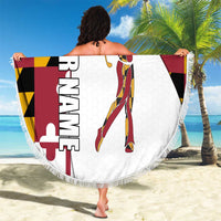Golf Player Silhouette Beach Blanket Maryland Flag Pattern and Custom Name Panel Design - Wonder Print Shop