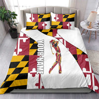 Golf Player Silhouette Bedding Set Maryland Flag Pattern and Custom Name Panel Design - Wonder Print Shop