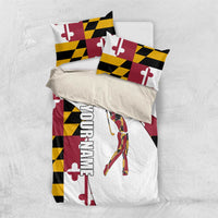 Golf Player Silhouette Bedding Set Maryland Flag Pattern and Custom Name Panel Design - Wonder Print Shop