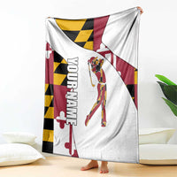 Golf Player Silhouette Blanket Maryland Flag Pattern and Custom Name Panel Design - Wonder Print Shop