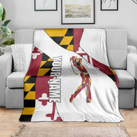 Golf Player Silhouette Blanket Maryland Flag Pattern and Custom Name Panel Design - Wonder Print Shop