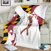 Golf Player Silhouette Blanket Maryland Flag Pattern and Custom Name Panel Design - Wonder Print Shop