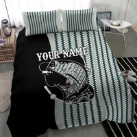 Striped Bass Jumping Graphic Bedding Set Rod Reel and Airplane on Fish Scale Pattern - Wonder Print Shop