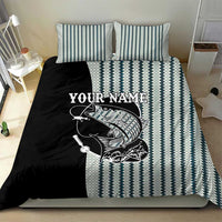 Striped Bass Jumping Graphic Bedding Set Rod Reel and Airplane on Fish Scale Pattern - Wonder Print Shop