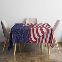 American Flag Bowling Pin Strike Graphic Tablecloth with Custom Name and Pattern Background - Wonder Print Shop