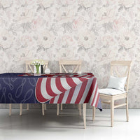 American Flag Bowling Pin Strike Graphic Tablecloth with Custom Name and Pattern Background - Wonder Print Shop