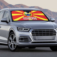 Macedonia Auto Sun Shade with National Emblem and Sunburst Flag Design - Wonder Print Shop