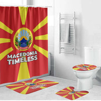 Macedonia Bathroom Set with National Emblem and Sunburst Flag Design - Wonder Print Shop