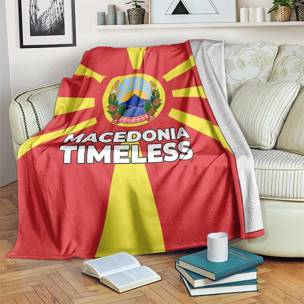 Macedonia Blanket with National Emblem and Sunburst Flag Design - Wonder Print Shop