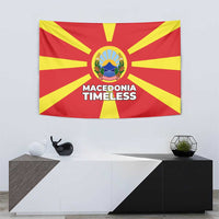 Macedonia Tapestry with National Emblem and Sunburst Flag Design - Wonder Print Shop