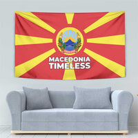 Macedonia Tapestry with National Emblem and Sunburst Flag Design - Wonder Print Shop