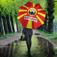 Macedonia Umbrella with National Emblem and Sunburst Flag Design - Wonder Print Shop