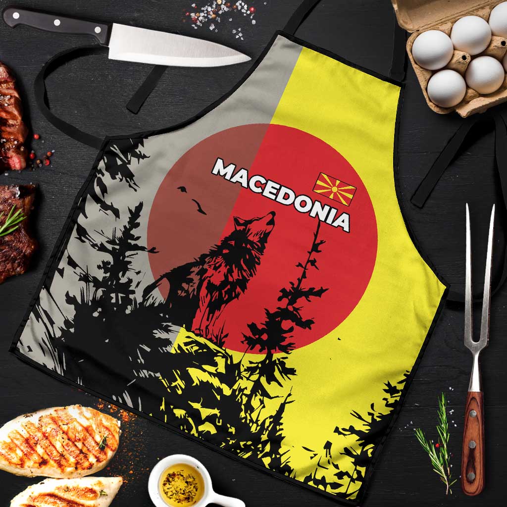 Macedonia Apron with Howling Wolf and Sunset Forest Design - Wonder Print Shop