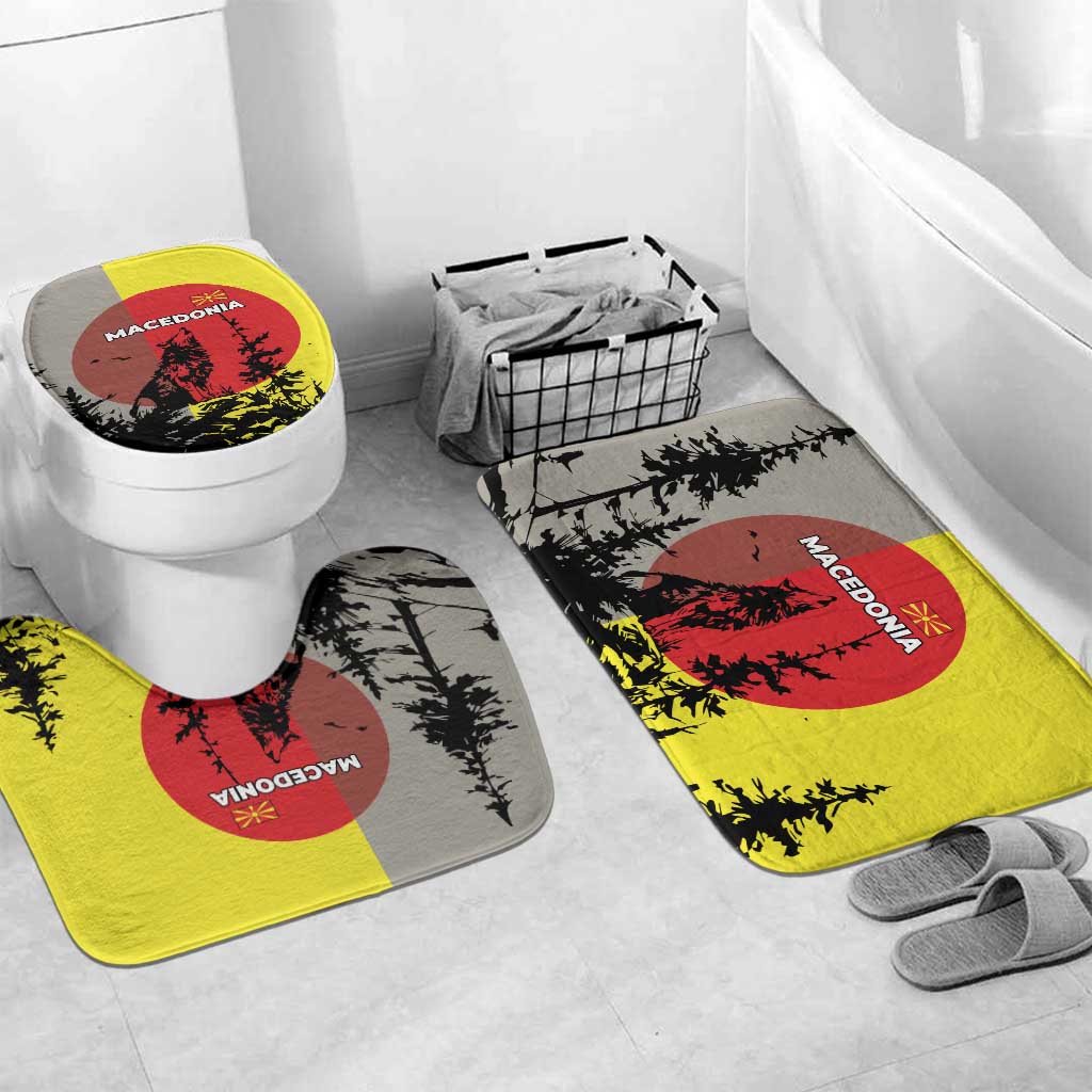 Macedonia Bathroom Set with Howling Wolf and Sunset Forest Design - Wonder Print Shop
