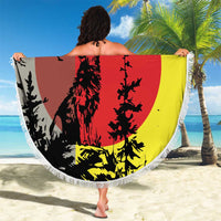 Macedonia Beach Blanket with Howling Wolf and Sunset Forest Design - Wonder Print Shop