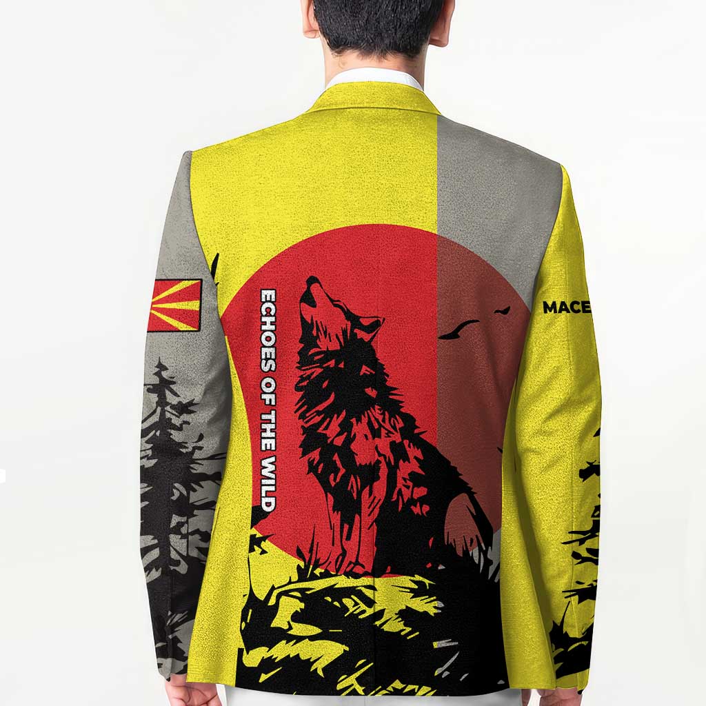 Macedonia Blazer with Howling Wolf and Sunset Forest Design - Wonder Print Shop
