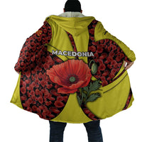 Macedonia Cloak with Red Poppy Flower and Curved Panel Design - Wonder Print Shop