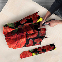 Macedonia Umbrella with Red Poppy Flower and Curved Panel Design - Wonder Print Shop