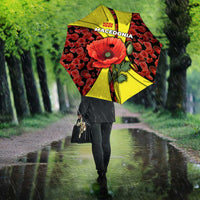 Macedonia Umbrella with Red Poppy Flower and Curved Panel Design - Wonder Print Shop