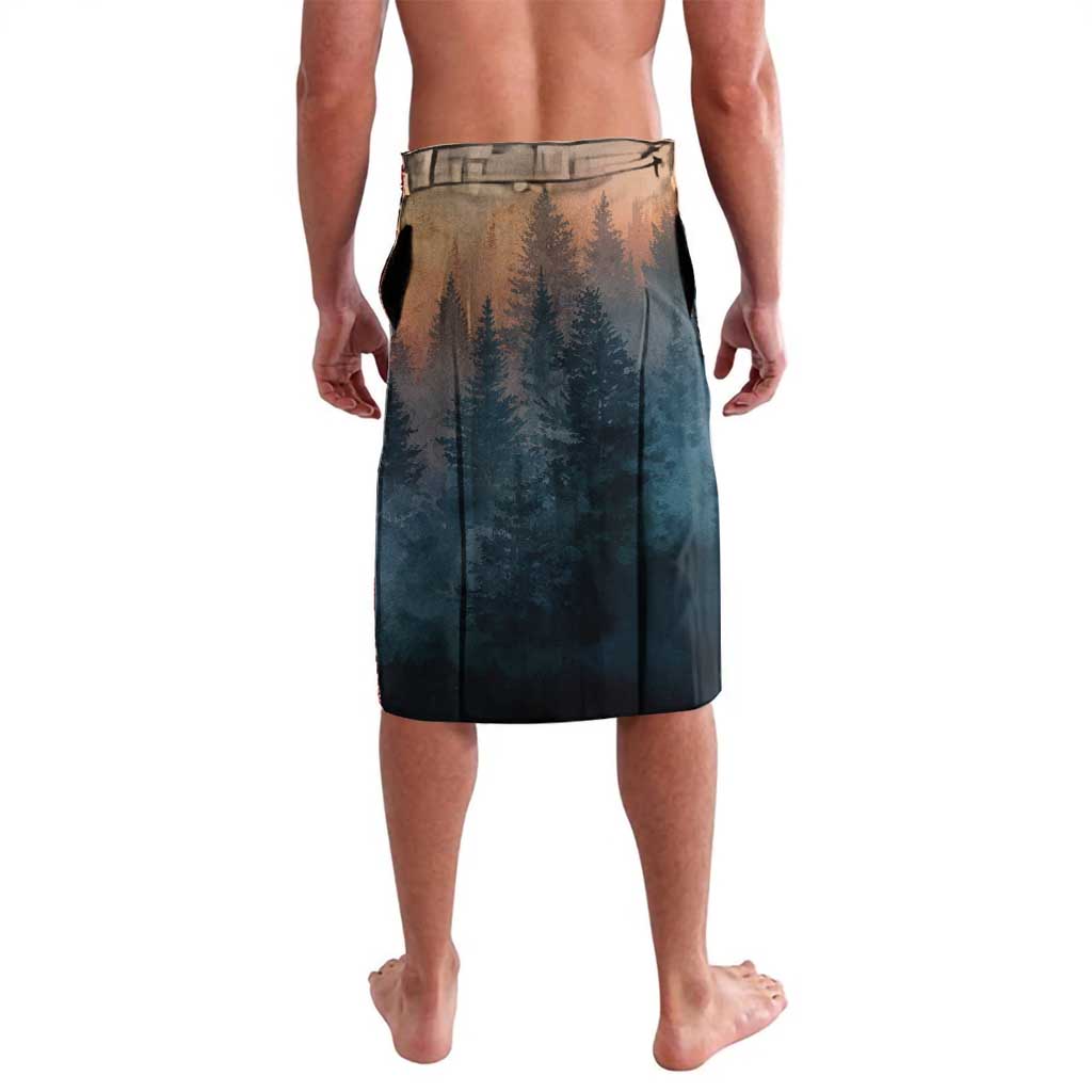 Macedonia Lavalava with Forest Wolf and Sunset Silhouette Design - Wonder Print Shop