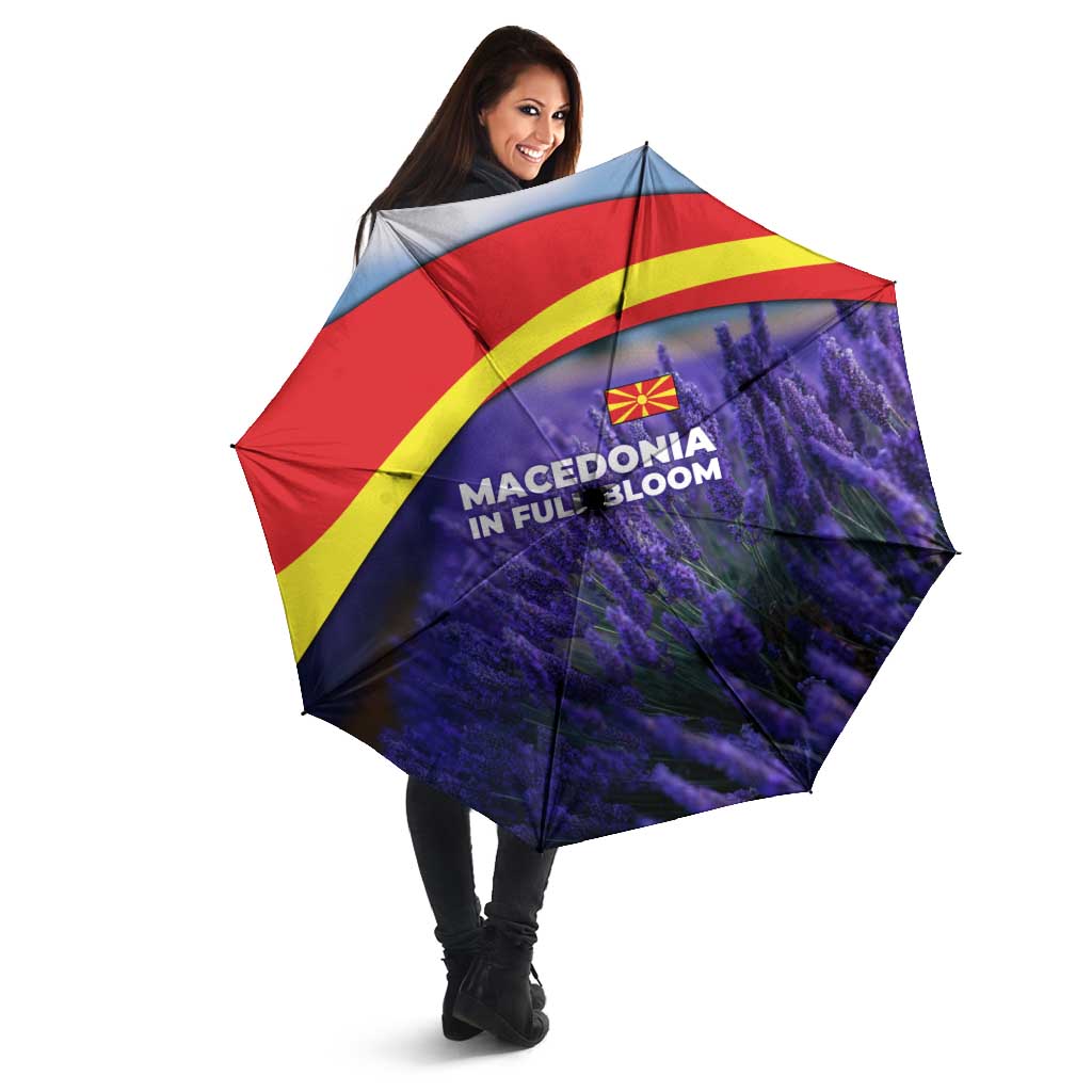 Macedonia Umbrella with Lavender Field and Bloom Curve Design - Wonder Print Shop