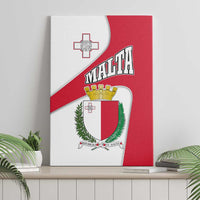 Malta canvas wall art featuring Malta text, coat of arms crest, and red map panel