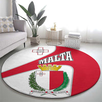 Malta Round Carpet with Coat of Arms and Island Map Design - Wonder Print Shop